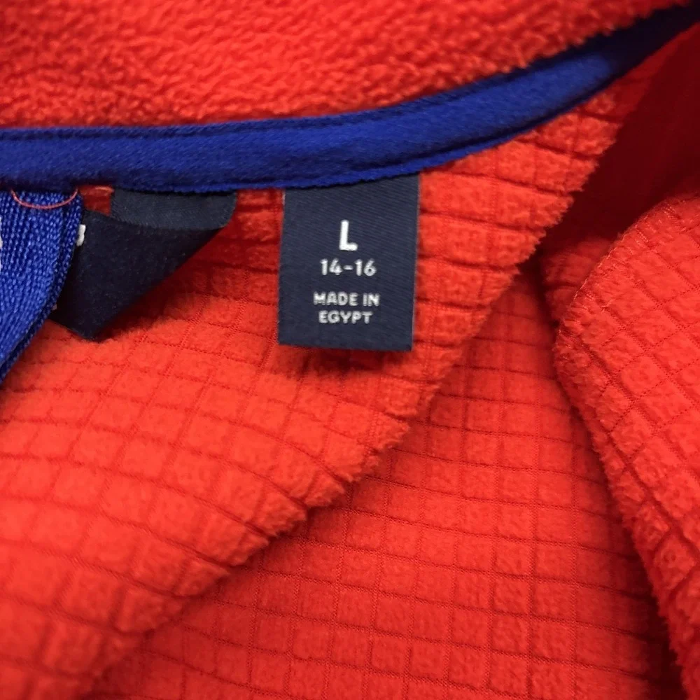 Women's Lands End Orange Fleece Full zip Size 14-16‎ Lg